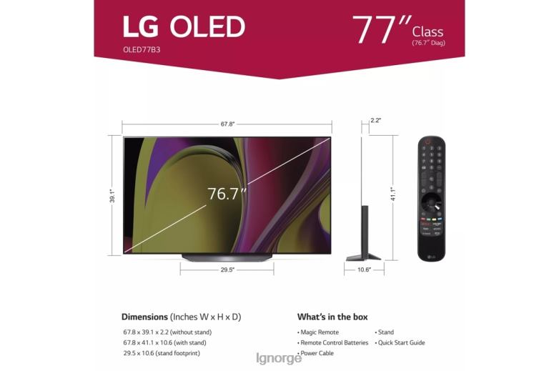 tv| LG 77 tommers klasse b3-serien oled 4k uhd smart webos 23 m/ thinq ai tv J62J4250