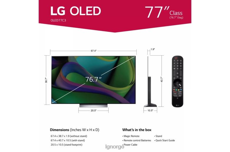 tv| LG 77 tommers klasse c3-serien oled evo 4k uhd smart webos 23 m/ thinq ai tv J62J4282