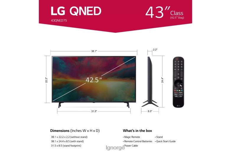 tv| LG 43 tommer klasse qned75-serien led 4k uhd smart webos 23 m/ tynn AI tv J62J4267
