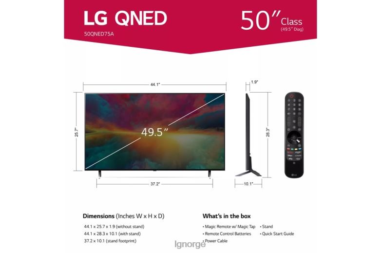 tv| LG 50 tommers klasse qned75a-serien led 4k uhd smart webos 23 m/ thingq ai tv J62J4291