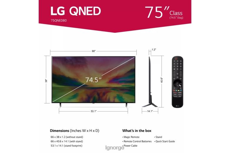tv| LG 75 tommers klasse qned80 ura series 4k uhd smart webos 23 m/thinq ai tv 75qned80ura J62J4252